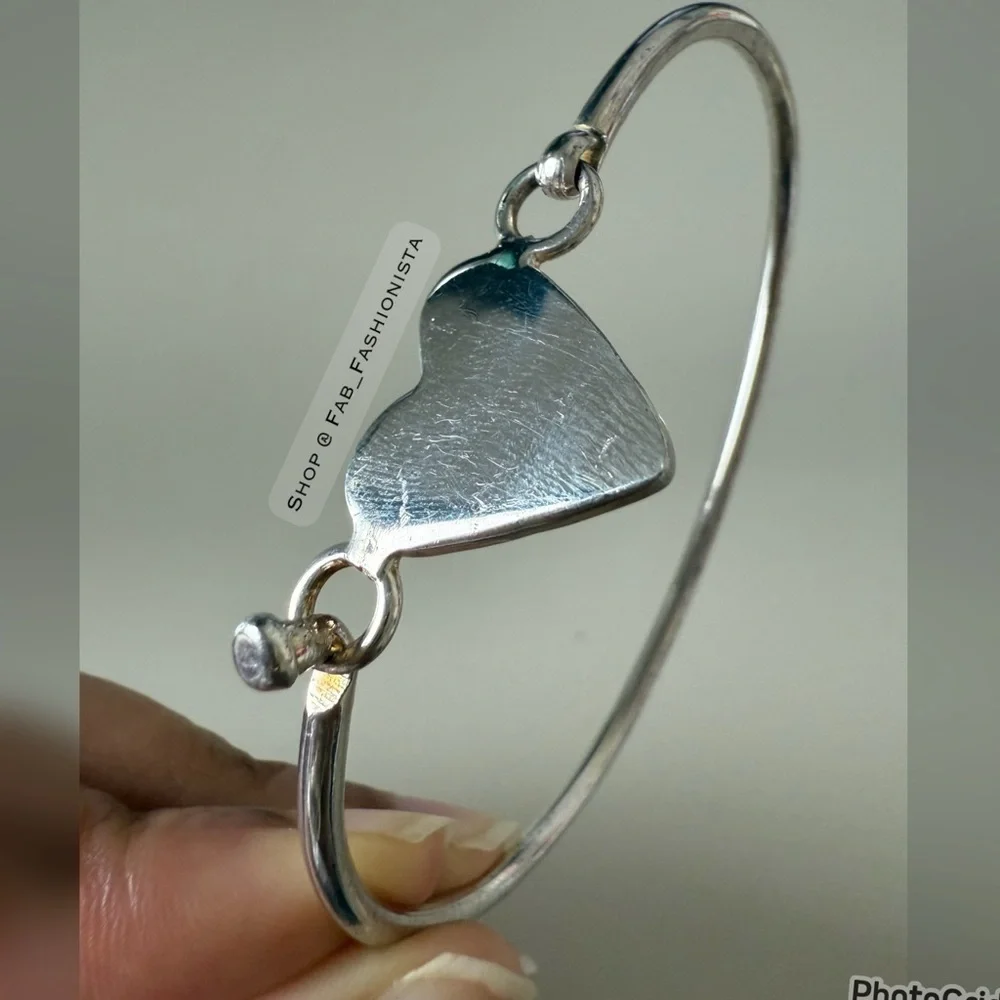 Sterling Silver Heart Bangle Bracelet
